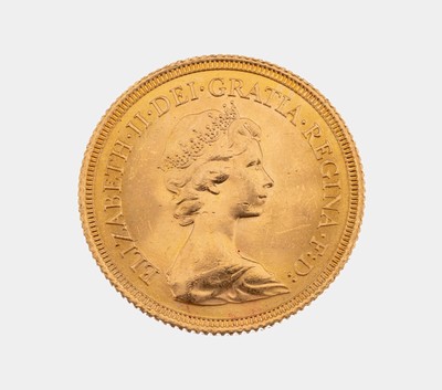 Image Goldmünze Sovereign, 1974, Großbritannien, Elisabeth II., rv: Heiliger Georg ...