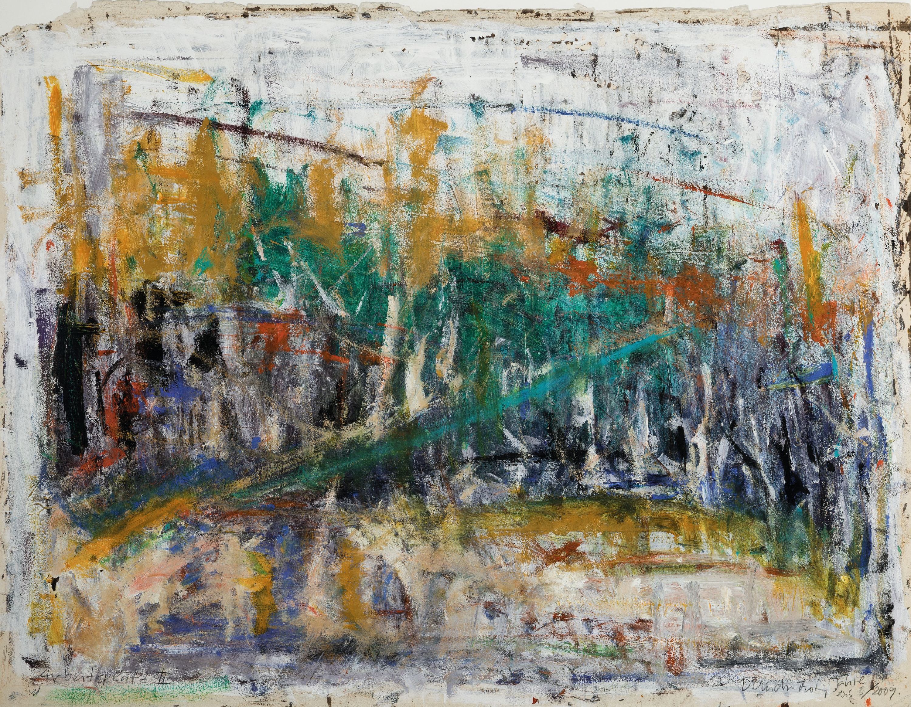 Detail a: Dietlinde Andruchowicz, 2 Pendants: Arbeitsblatt I und II, 2009, Aquarellfarbe auf Bütten, signiert und betitelt,