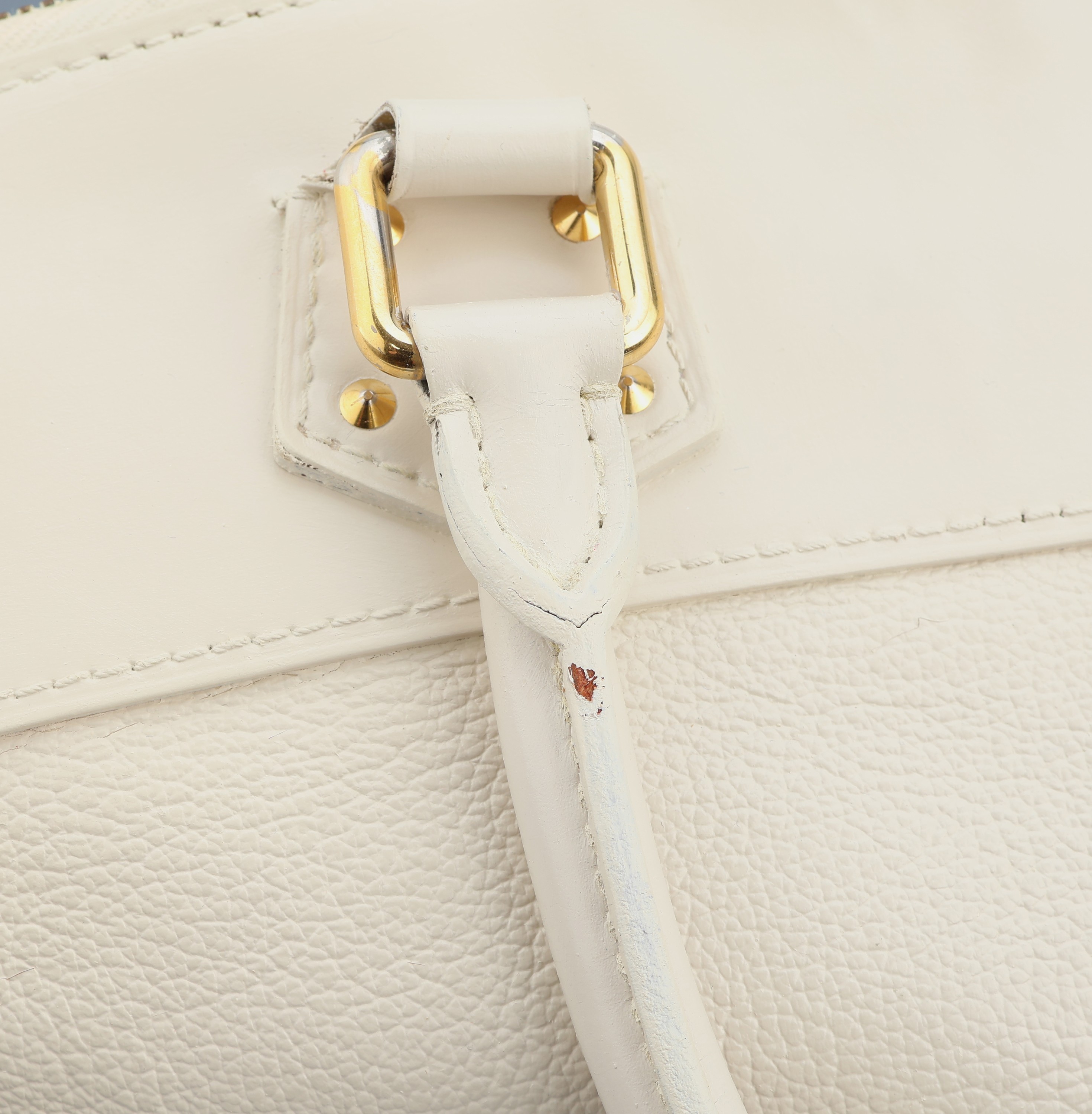 Detail a: Louis Vuitton Handtasche, "Lockit", creme- farb. Leder, nachtr. bemalt, Marilyn Monroe, "Diamonds are a Girls best Friend", ...