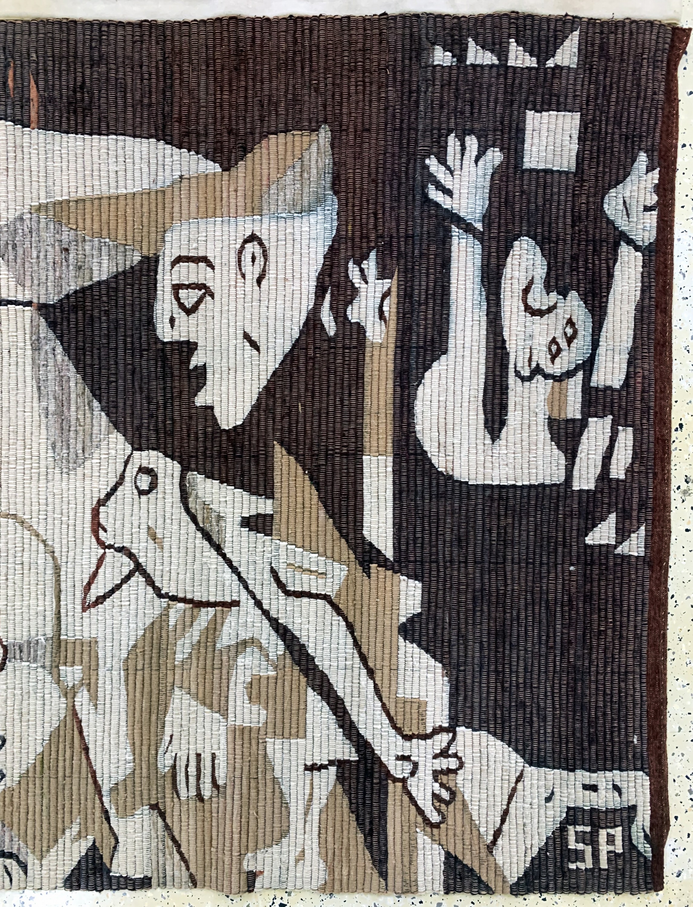 Detail a: Flachgewebe, Mexixo, Mitte 20.Jhd, Wolle auf Wolle, ca. 200 x 130 cm, EHZ: 2, (kleine Löcher)