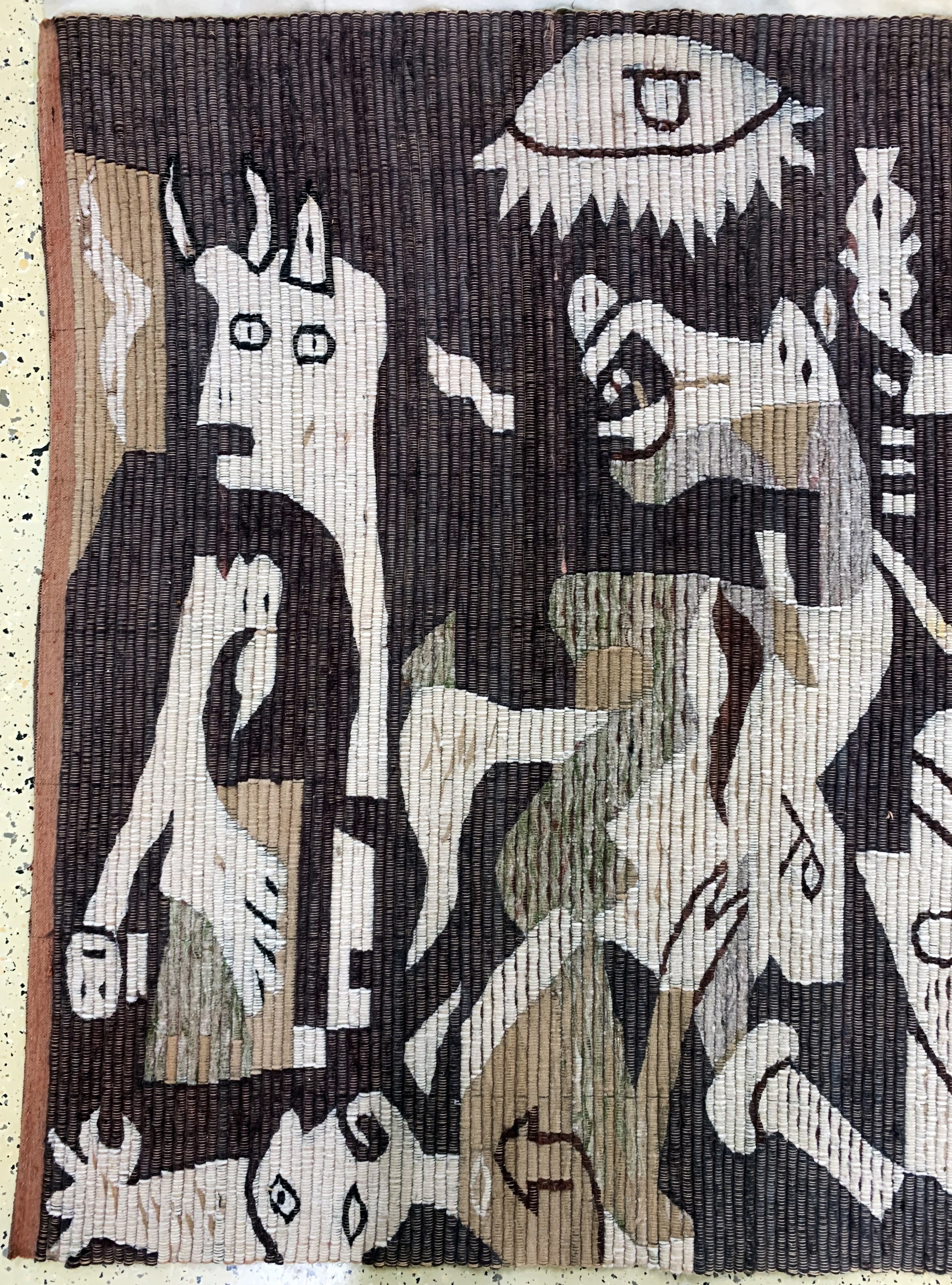 Detail c: Flachgewebe, Mexixo, Mitte 20.Jhd, Wolle auf Wolle, ca. 200 x 130 cm, EHZ: 2, (kleine Löcher)