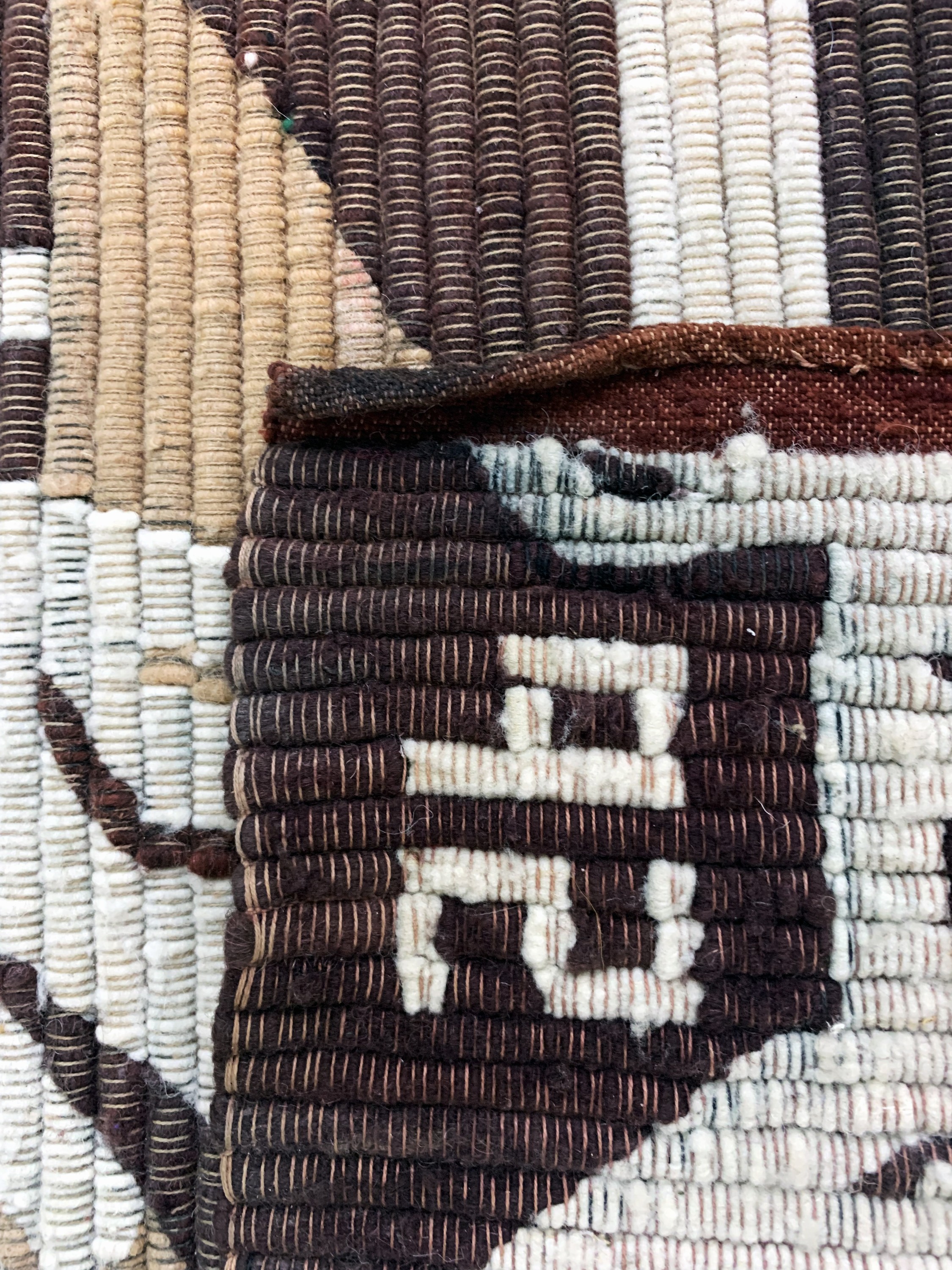 Detail d: Flachgewebe, Mexixo, Mitte 20.Jhd, Wolle auf Wolle, ca. 200 x 130 cm, EHZ: 2, (kleine Löcher)
