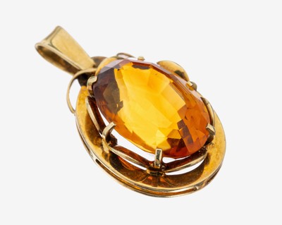 Image 26949122 - 14 kt Gold Citrin-Anhänger, GG 585/000, ovalfacett. Citrin ca. 8.0 ct, ca. 3.2 x ...