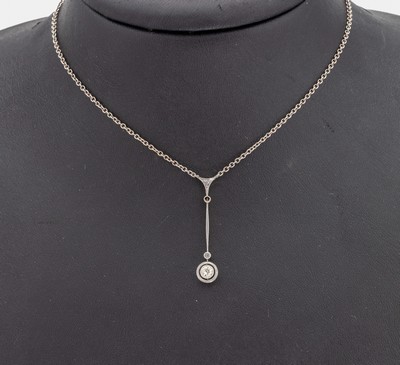 Image 14 kt Gold Diamant-Collier, um 1920, GG/WG 585/000 rhod., Mittelteil länglich ...