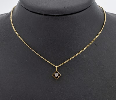 Image 8 kt Gold Brillant-Anhänger, GG 333/000, Brillant ca. 0.08 ct Weiß/p, an ...