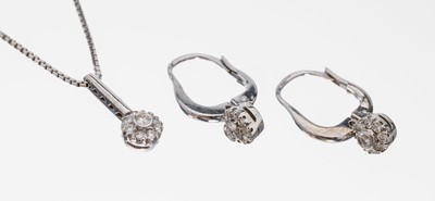 Image 18 kt Gold Brillant-Schmuckset, WG 750/000,best. aus: Collier mit Brillanten zus. ca. ...