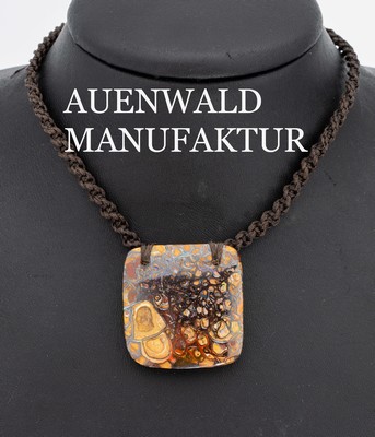 Image Boulderopal-Flechtcollier, geflochtene Polyesterfäden, Länge stufenlos ...