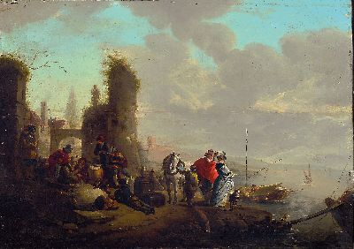 Image Nachfolge Philips Wouverman (1619-1668), Küstenlandschaft mit lagernden ...