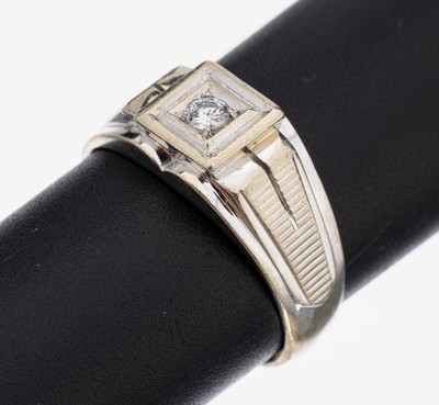 Image 26949191 - 18 kt Gold Brillant-Ring, WG 750/000, Brillant ca. 0.10 ct Weiß/vs, Ringschultern ...