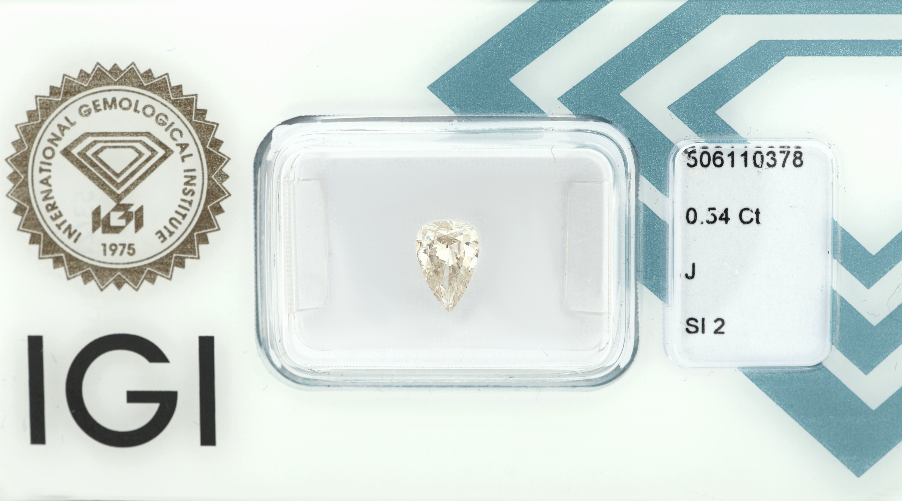 Loser Diamant 0.54 ct, l. get. Weiß (J)/si 2, facett. Tropfen, eingeschweißt, IGI-Report 12/2021
