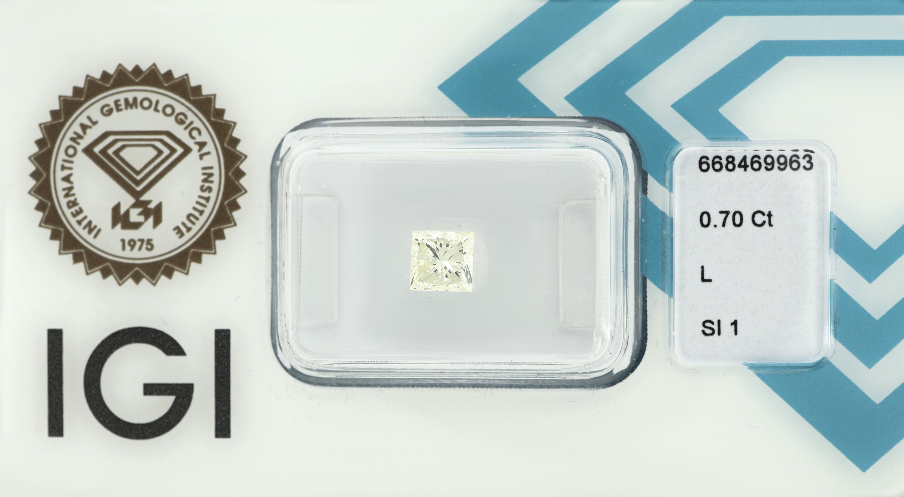 Loser Diamant 0.70 ct, get.Weiß (L)/si 1, im Princess-Cut, eingeschweißt, IGI-Report 01/2025