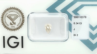 Image Loser Diamant 0.54 ct, l. get. Weiß (J)/si 2, facett. Tropfen, eingeschweißt, ...