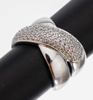 Image 26949255 - 14 kt Gold Brillant-Ring, WG 585/000, gekreuzte Ringschiene, Brillanten zus. ca. 0.60 ...