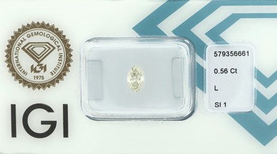 Image Loser Diamant 0.56 ct, get. Weiß (L)/si1, facett. Navette, eingeschweißt ...