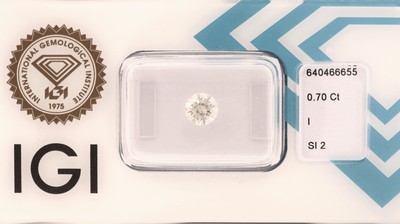 Image Loser Brillant 0.70 ct, l.get.Weiß (I)/si2, eingeschweißt, IGI-Report 08/24