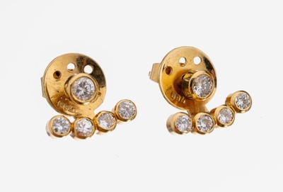 Image 26949284 - Paar 18 kt Gold Brillant-Ohrstecker, GG 750/000, bes. mit 10 Brillanten zus. ca. 0.76 ...