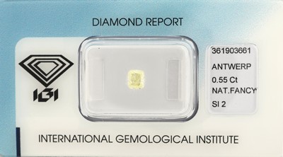 Image Loser Diamant 0.55 ct, natural fancy light yellow/si 2, eingeschweißt, IGI-Report ...