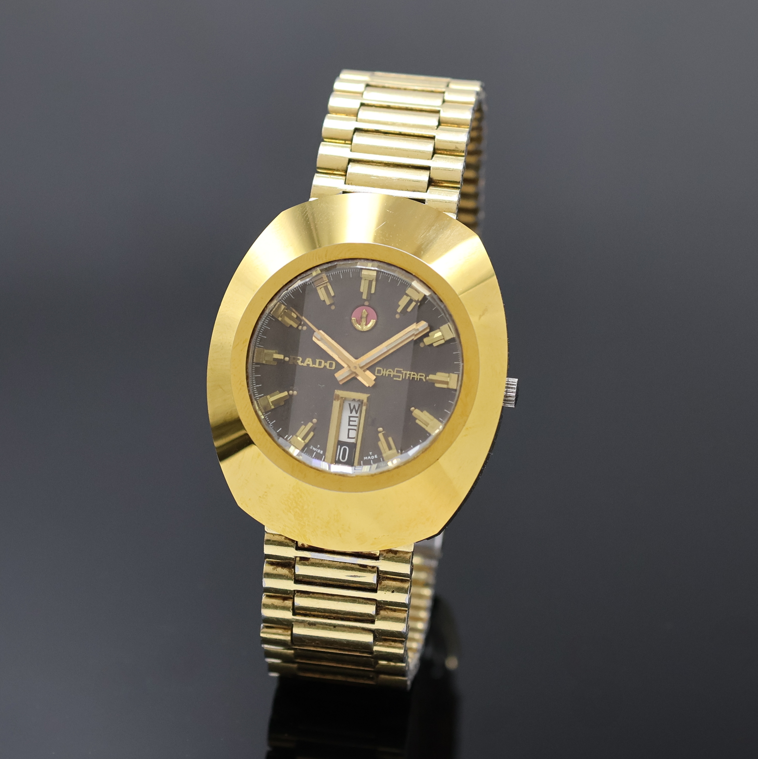 RADO Diastar Herrenarmbanduhr Referenz 13G- 625.0013.3, Schweiz um 1975, Automatik, verg. Geh. inkl. orig. Gliederband m. Faltschl., Boden verschr., ...