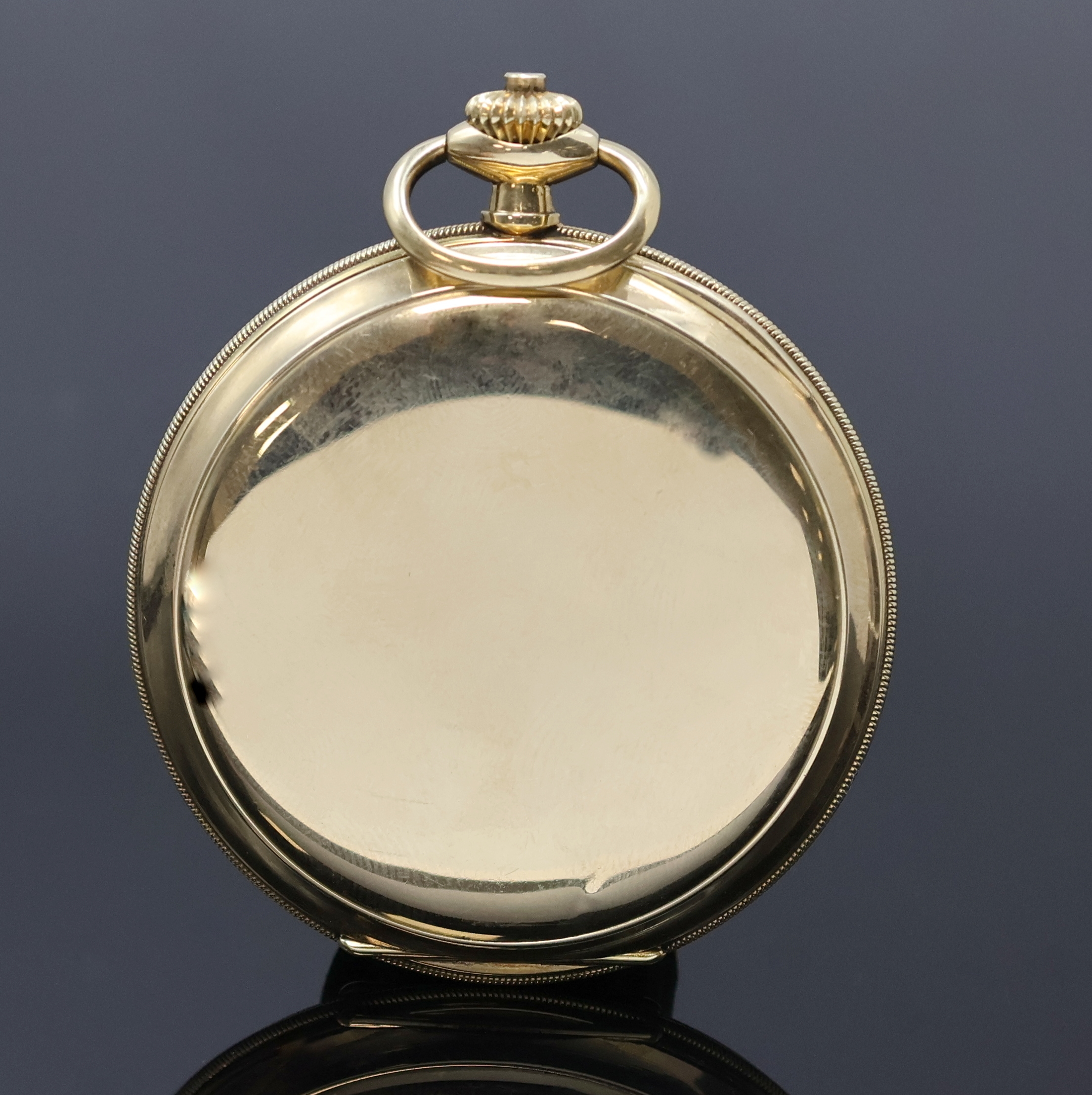 Detail b: DEUTSCHE UHRENFABRIKATION GLASHÜTTE/SA LANGE- UHR/OLIW Savonette in GG 585/000, Deutschland um 1914, glattes 3-Deckel Goldgeh. dell., geriffelter ...