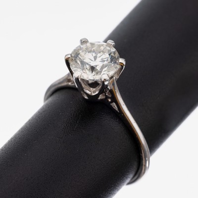 Image 26949813 - 14 kt Gold Brillant-Ring, WG 585/000, Brillant ca. 1.49 ct Weiß/si1, RW 54, ca. ...