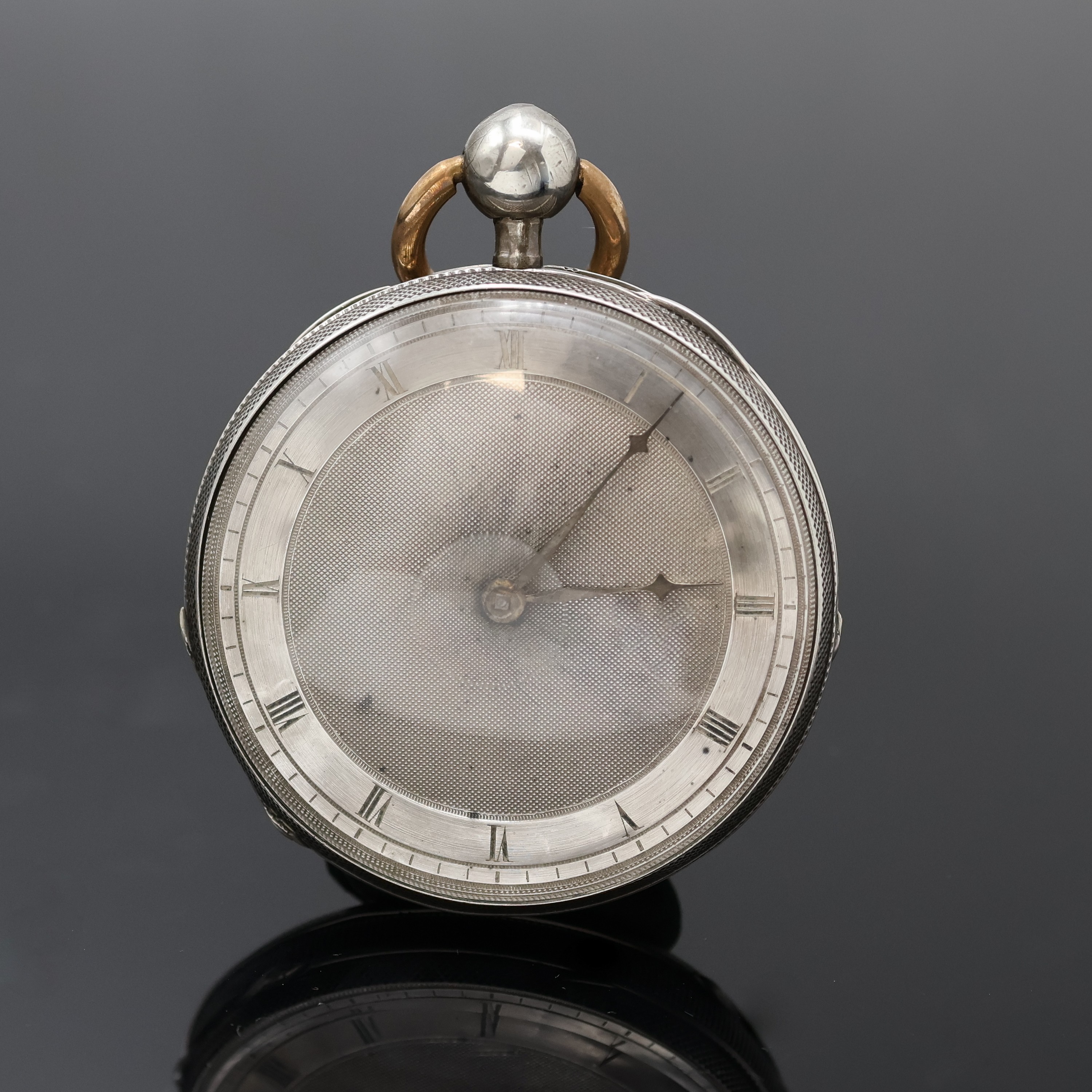 DEVAULX offene Französische Taschenuhr mit Schlagwerk in Silber, Frankreich um 1830, Schlüsselaufzug, guill. Geh. leicht dell., verg. Cuvette, ...
