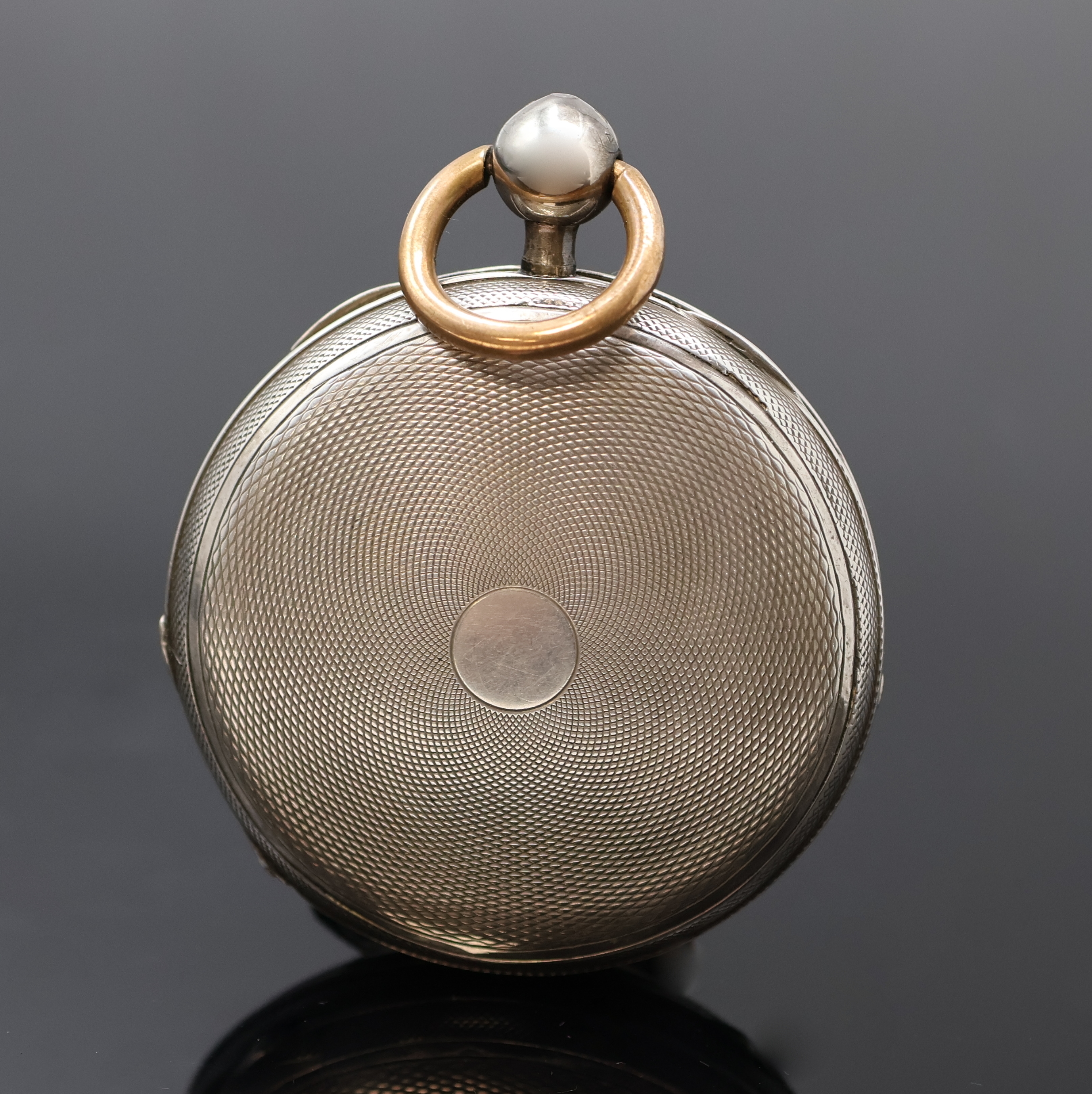 Detail a: DEVAULX offene Französische Taschenuhr mit Schlagwerk in Silber, Frankreich um 1830, Schlüsselaufzug, guill. Geh. leicht dell., verg. Cuvette, ...