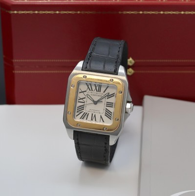 Image 26950022 - CARTIER Santos 100 Armbanduhr Referenz 2878, Schweiz verk. lt. beil. Pap. 05/2006, ...