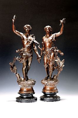 Image 26950048 - Paar Skulpturen, Frankreich, um 1900, bronzepatinierter Metallguß, nach antikem ...