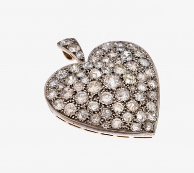 Image 18 kt gold and silver diamond-pendant, approx.1860/70 , YG 750/000 tested, right side ...