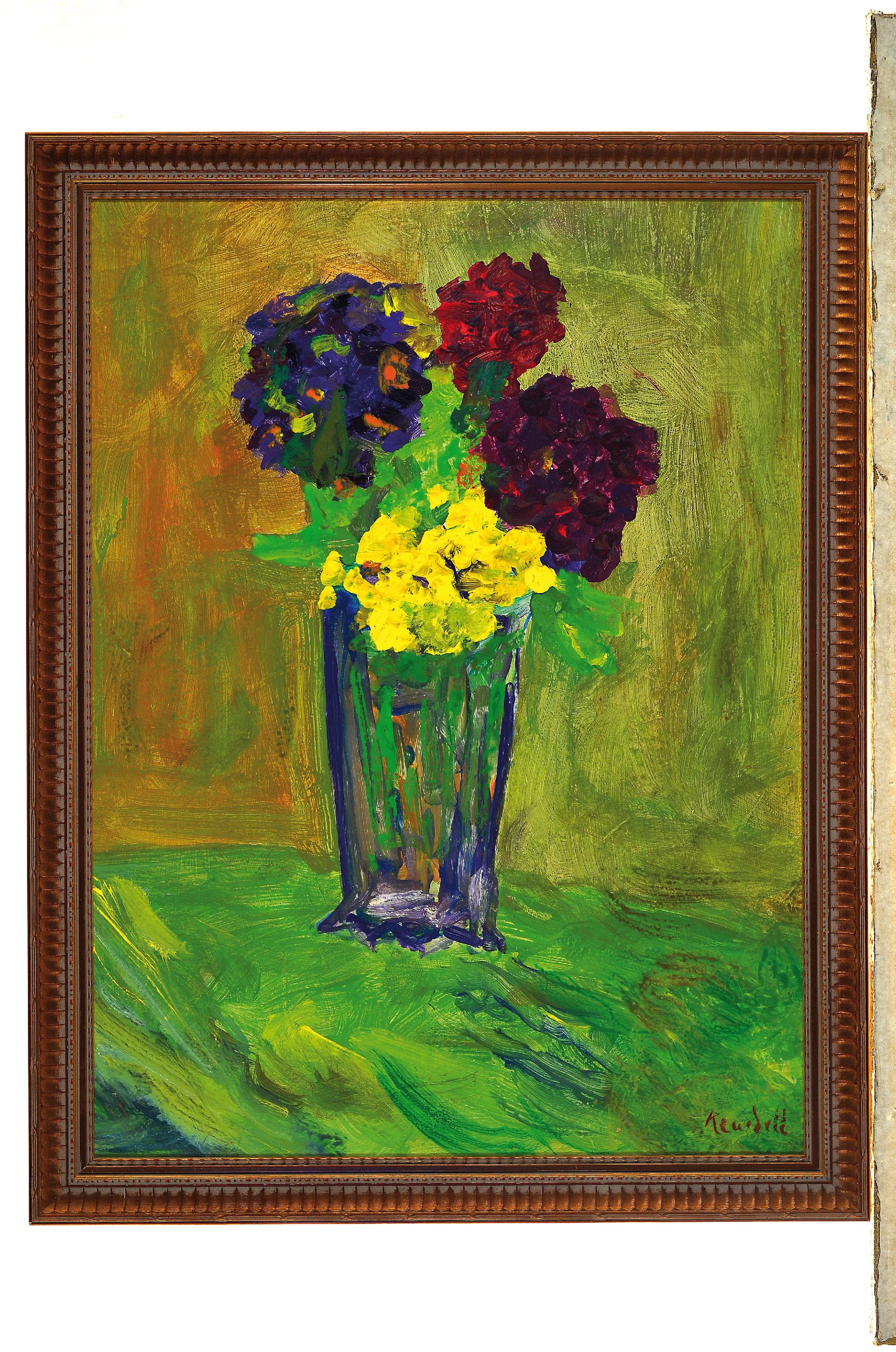 Detail k: Kurt von Keudell, 1896-1978, Blumenstillleben , Öl/Malkarton, expressive teils gespachtelteMalweise, rechts unten signiert, ca. 57x43cm, R. ca. ...