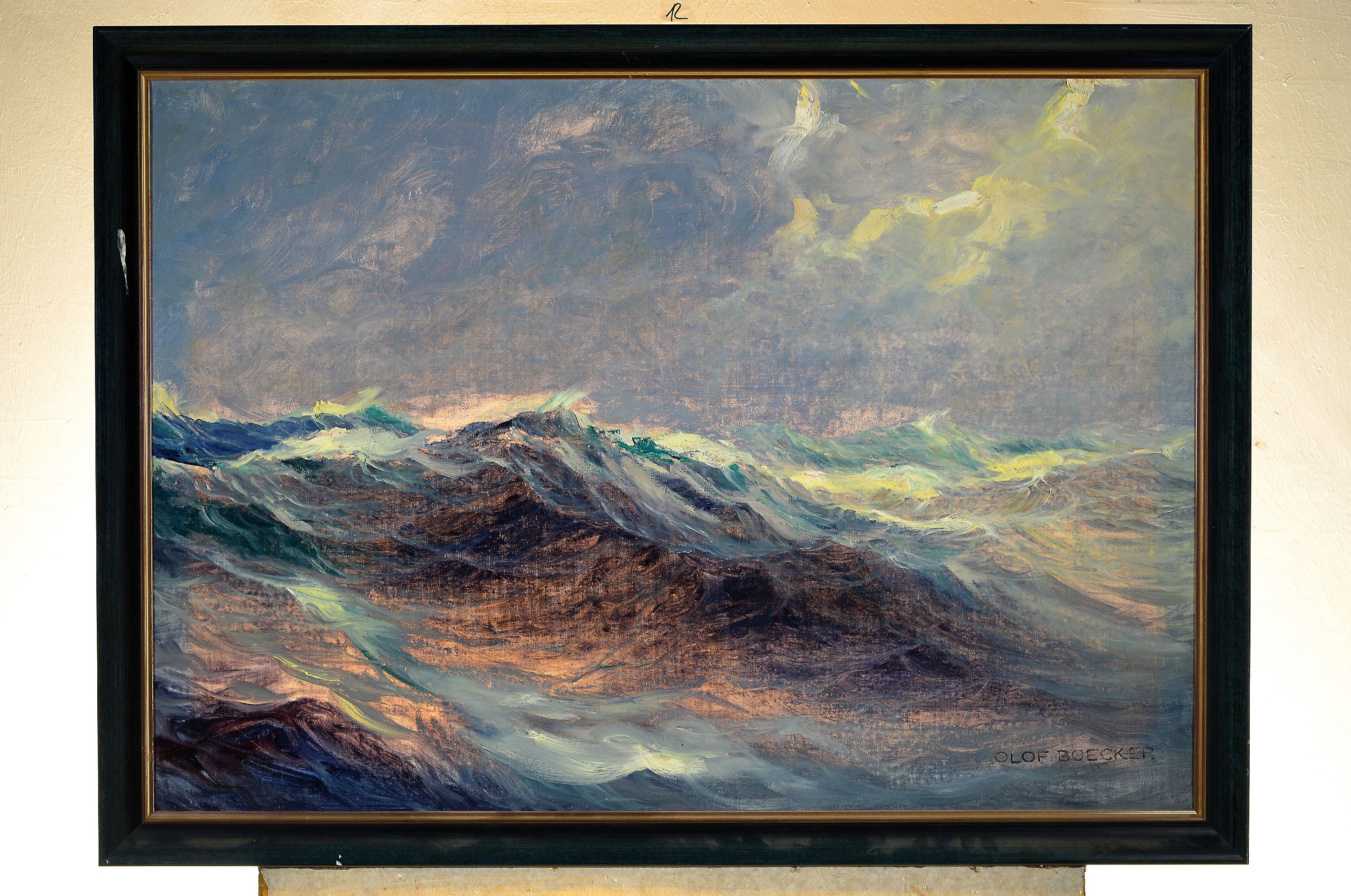 Detail k: Olof Boecker, Marinemaler des 20. Jh., Bewegte See, Öl/Lwd, rechts unten signiert, ca. 70x100cm, R. ca. 79x109cm