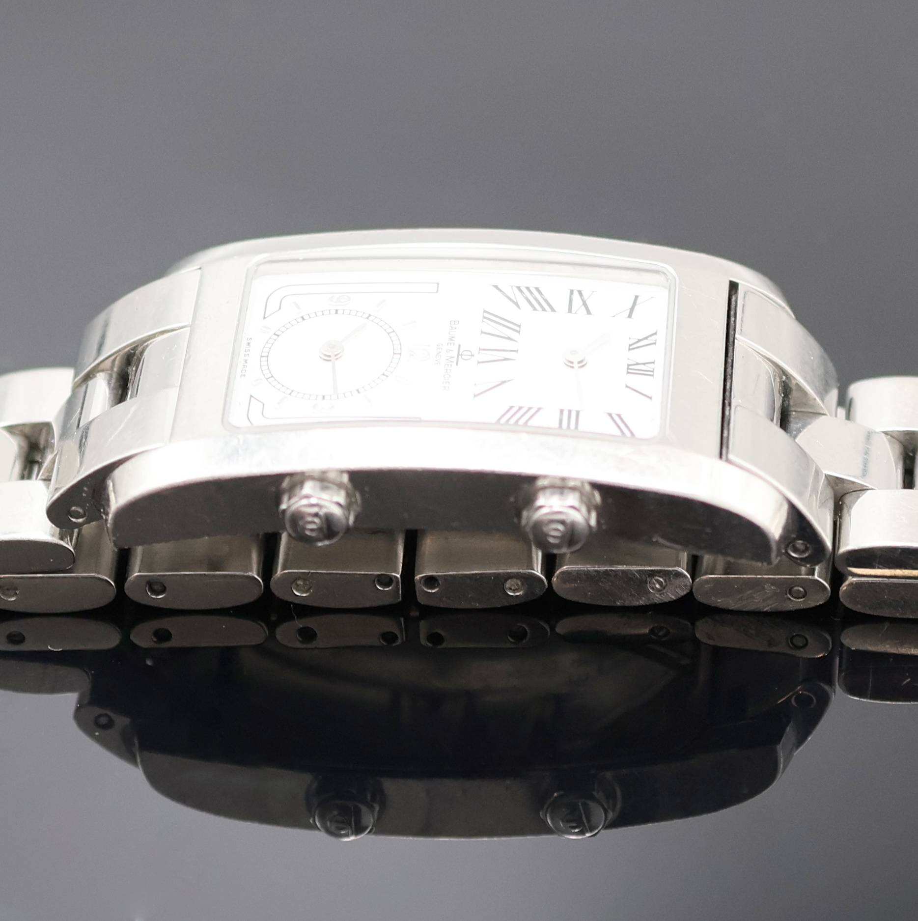 Detail c: BAUME & MERCIER Armbanduhr Modell Hampton Dual Time Referenz MV045121, Schweiz um 2005, quarz, Edelstahlgeh. inkl. orig. Gliederband m. dopp. ...