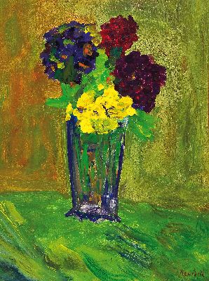 Image 26950201 - Kurt von Keudell, 1896-1978, Blumenstillleben , Öl/Malkarton, expressive teils ...