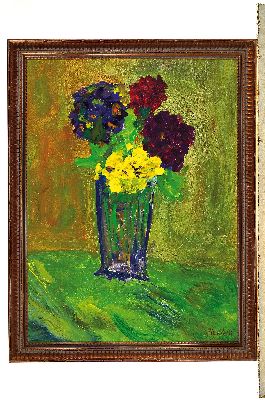 26950201k - Kurt von Keudell, 1896-1978, Blumenstillleben , Öl/Malkarton, expressive teils ...