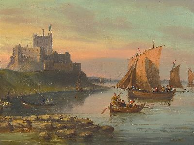 Image 26950205 - Unbekannter Künstler, wohl Niederlande, um 1830-40, Segel- und Fischerboote vor ...