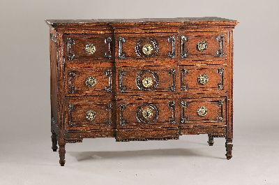 Image 26950299 - Kommode, Louis-Seize, 1780, Eiche massiv, drei Schubladen, Front in jeweils 3 Felder ...
