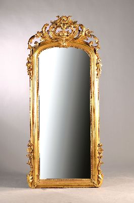 Image 26950307 - Großer Standspiegel, um 1860/70, feine Stuckarbeiten, Floral dekoriert, ...