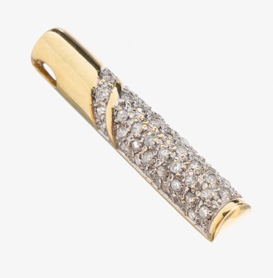 Image 26950382 - 18 kt Gold Diamant-Anhänger, GG/WG 750/000,schlicht, länglich, 51 in WG ...
