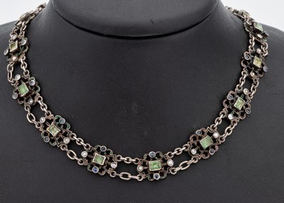 Image Collier, Österreich-Ungarn, um 1880-90, Silber gepr., geschwungene Glieder mit ...