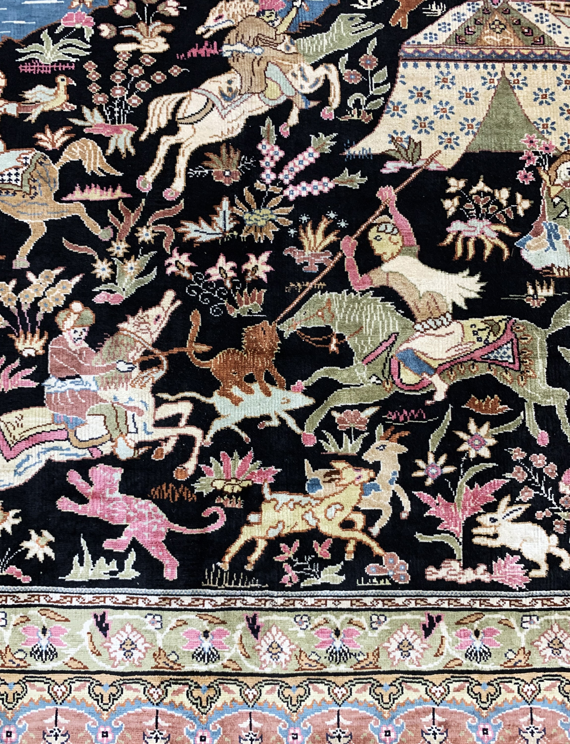 Detail f: Hereke Seide sehr fein(13 x 13), sign, Türkei, Mitte 20.Jhd., reine Naturseide, ca. 72 x 64 cm, ca. 1,7 Mio. Kn/qm, EHZ: 2