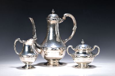 Image Dreiteiliges Kaffeeset, Lutz & Weiß, um 1900, 800er Silber, Kaffeekanne, ...