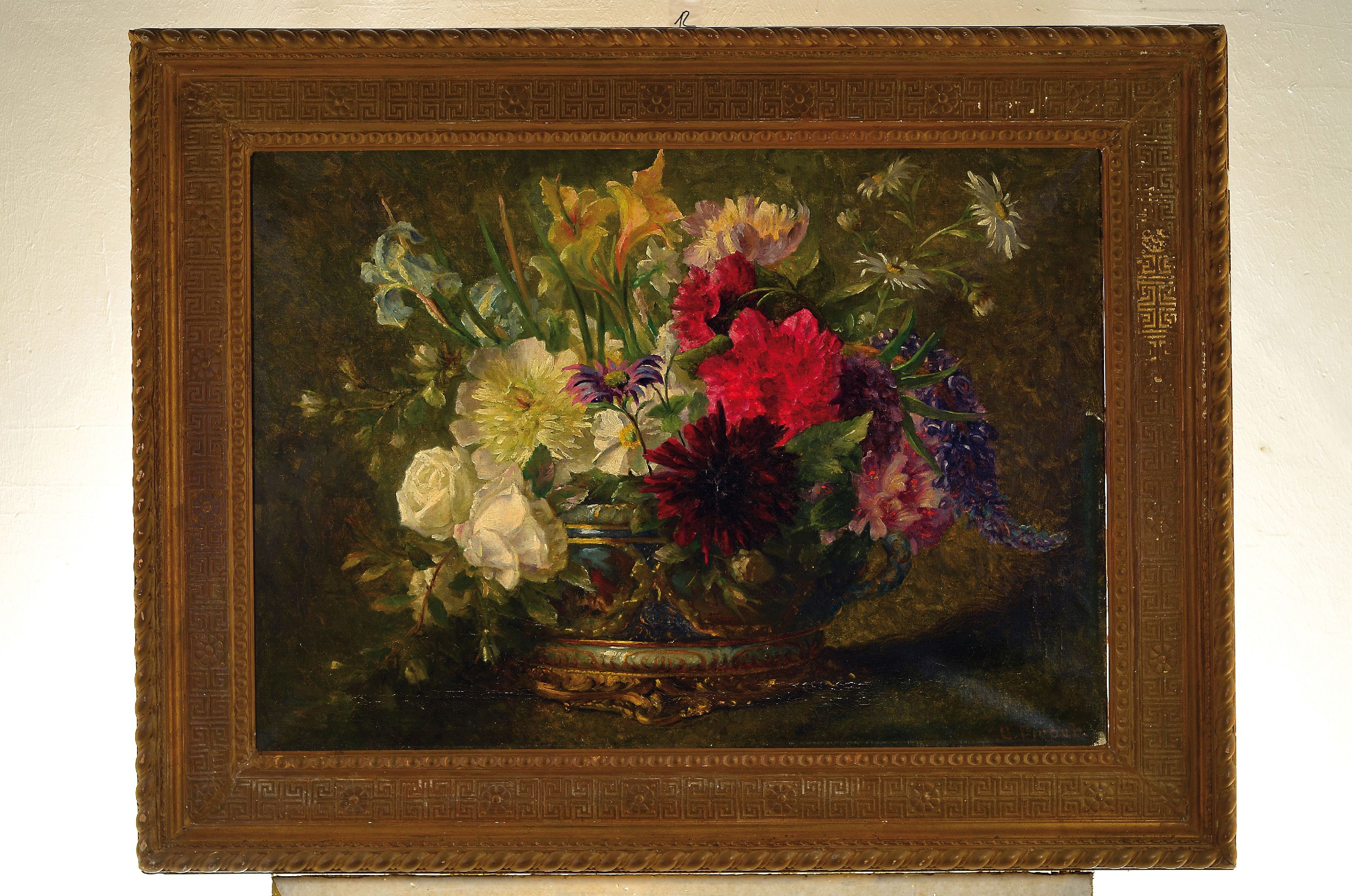 Detail k: C. Pieper, um 1900, Blumenstillleben, Öl/Lwd., re. unten signiert, ca. 61 x 83 cm, Rahmen