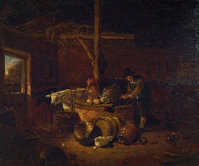 Image 26950931 - Niederländischer Künstler, um 1820/30, Stallinterieur mit Bauer und Vieh, ...
