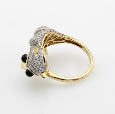26951394b - Ring "Koboldmaki" mit Brillanten, GG 750/000, 2 Onyxkugeln als Augen, feine, ...