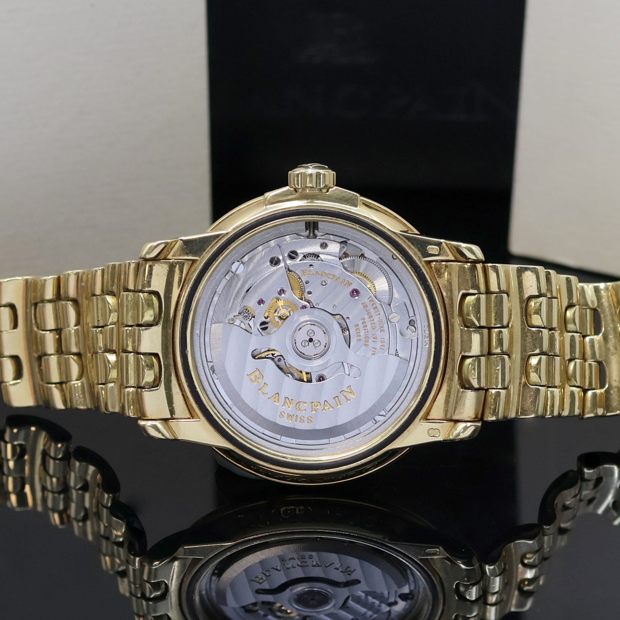 Detail g: BLANCPAIN Leman Herrenarmbanduhr in GG 750/000, Schweiz lt. Pap. verk. 12/1996, Automatik, Geh. m. gestufter Lünette, Boden u. Krone verschr., ...