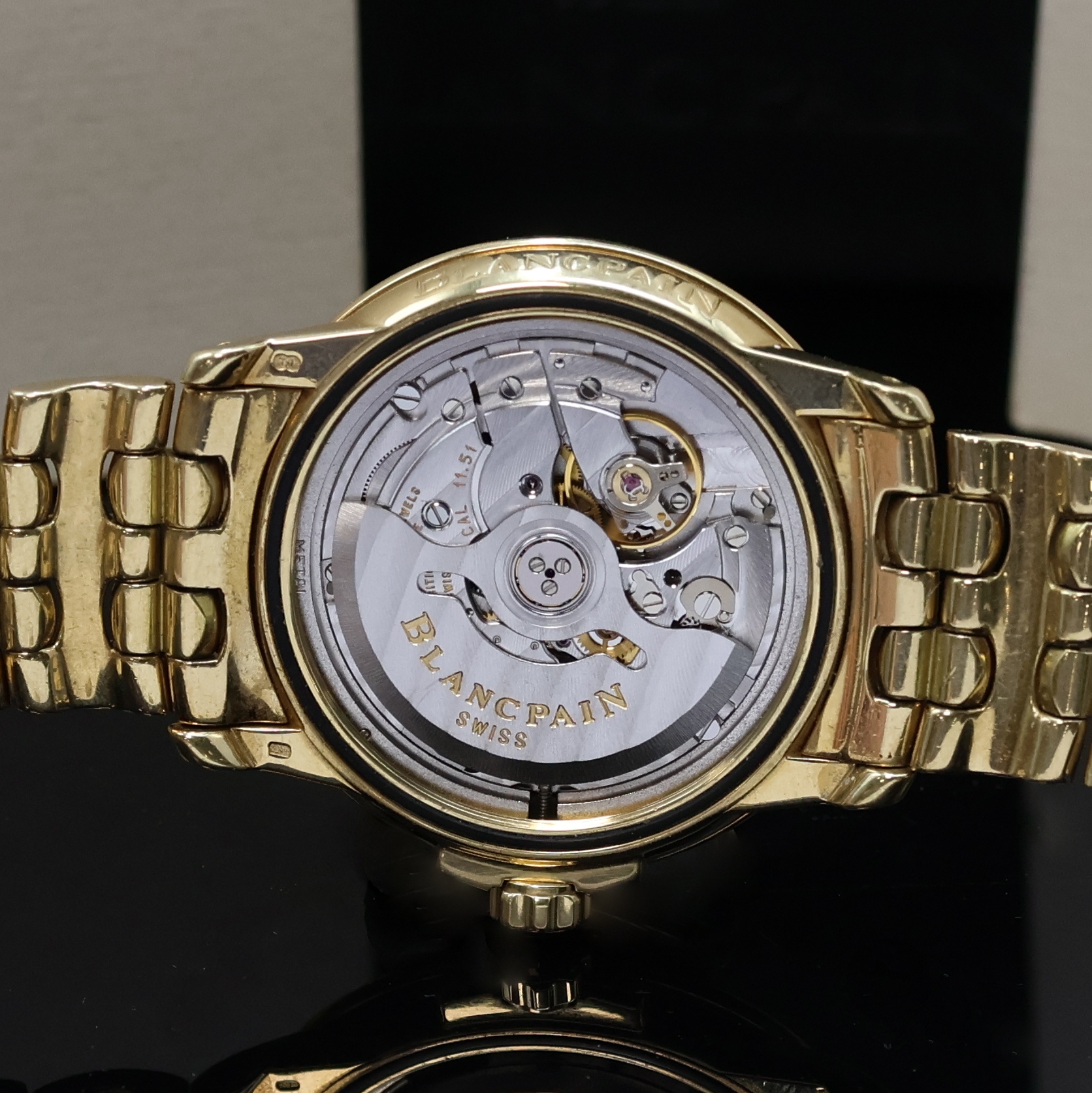 Detail h: BLANCPAIN Leman Herrenarmbanduhr in GG 750/000, Schweiz lt. Pap. verk. 12/1996, Automatik, Geh. m. gestufter Lünette, Boden u. Krone verschr., ...
