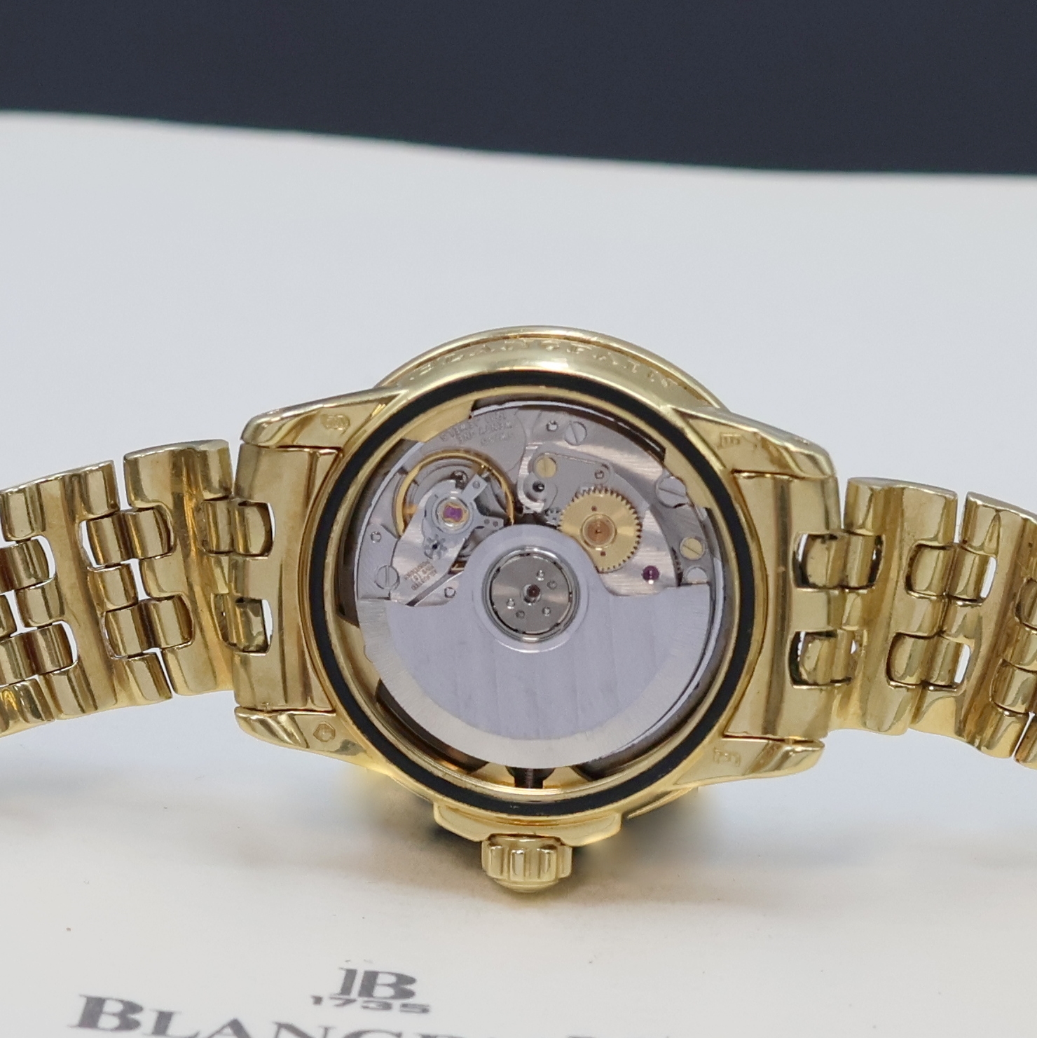 Detail g: BLANCPAIN Leman Damenarmbanduhr in GG 750/000 Referenz 2102, Schweiz um 1995, Automatik, Geh. m. gestufter Lünette, Boden u. Krone verschr., ...