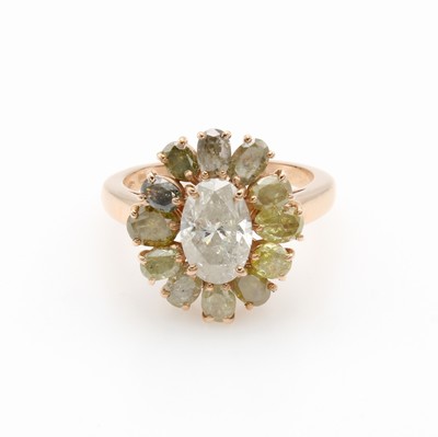 Image 26951408 - Ring mit Diamanten, RG 585/000, mittig ovaler, fac. Diam. ca. 1.55 ct ...