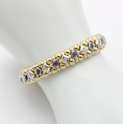 26951428a - Armband mit Saphiren und Brillanten, GG/WG 750/000, kugelförm. Elemente, ...