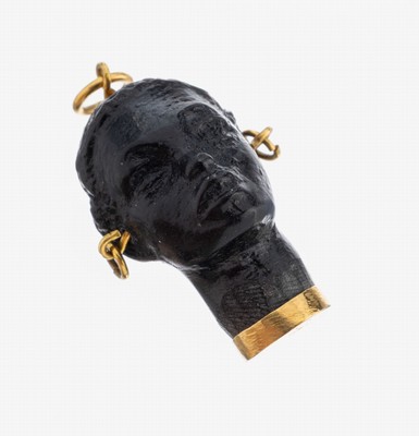 Image 26951439 - 18 kt Gold Onyx-Anhänger, GG 750/000, vollplastische Darstellung eines ...